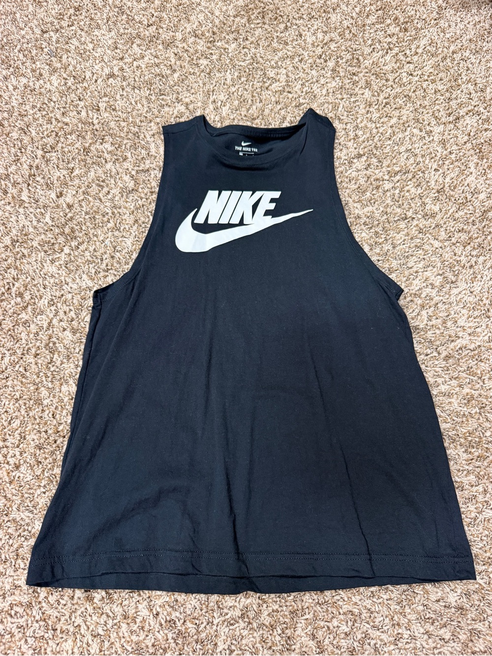 Women’s Nike Black Muscle Tee with White Swoosh size large